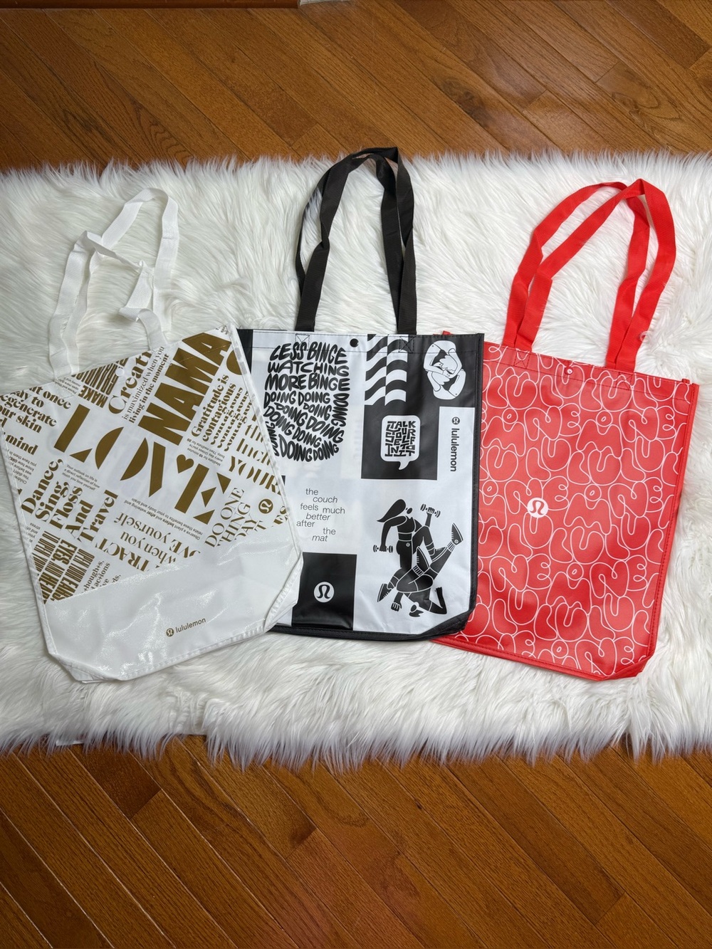 Set of 3 Lululemon Large Reusable Tote Bag Trio Limited Rare Print